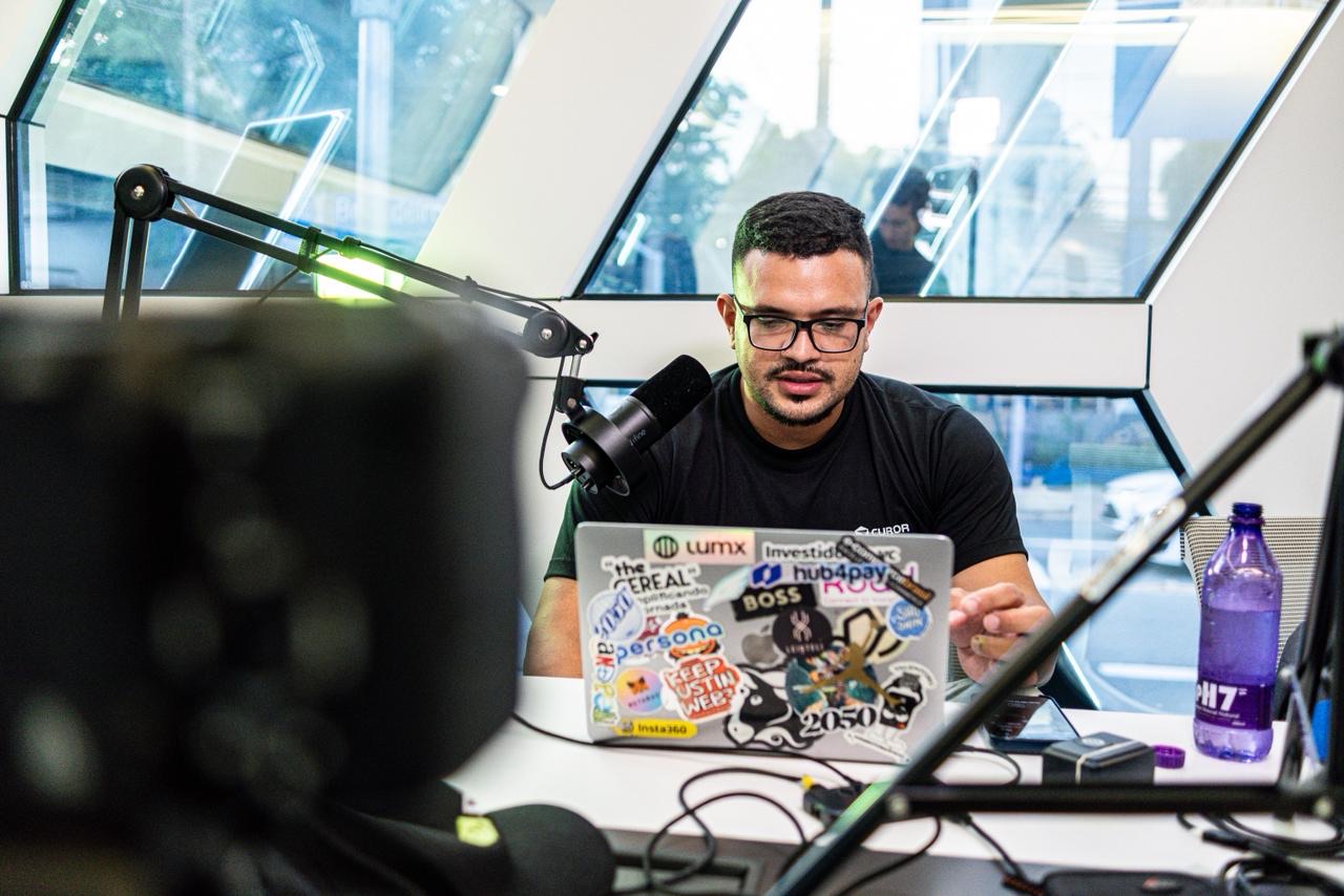 Rodrigo Terron recording inside the Sky Capsule